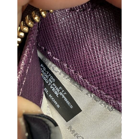 Michael Kors Continental Wallet Wristlet Leather Violet Purple Jet Set Travel - Picture 8 of 9